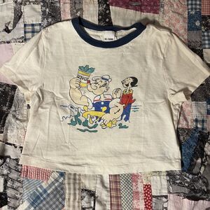 Re/Done Popeye and Olive Oyl Cropped Tee Small